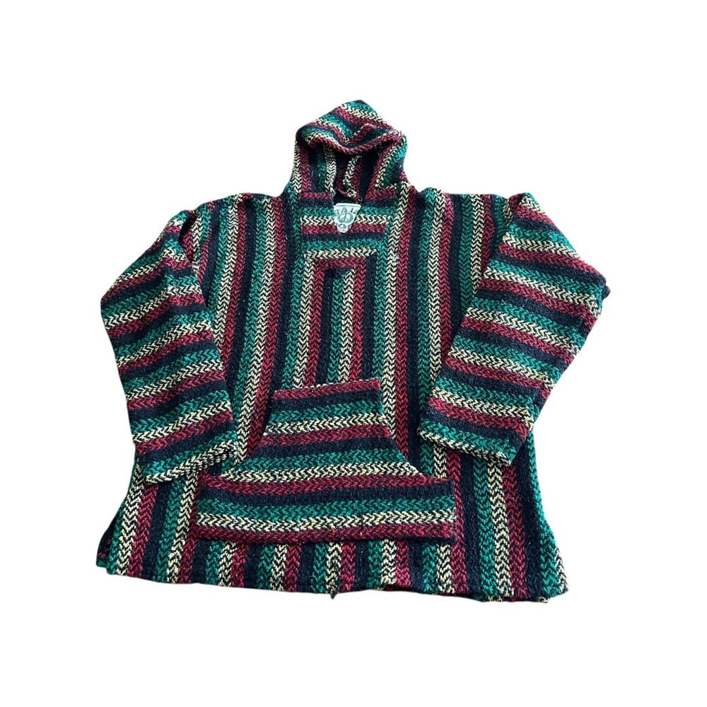 XL Baja Joe Warm Yourself Not the Earth Striped‎ Rasta Hippie Hoodie Pocket
